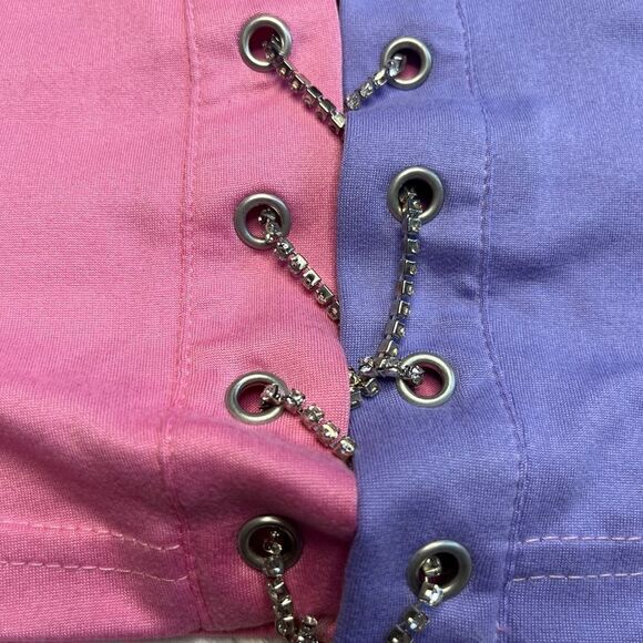 SHEIN Rhinestone Tie Up Color Block Tube Top Pink & Purple Size XS - Picture 3 of 4